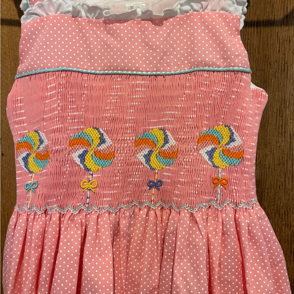 Pink Hand Smocked Sundress Lollipop *New never worn* - Picture 2 of 5